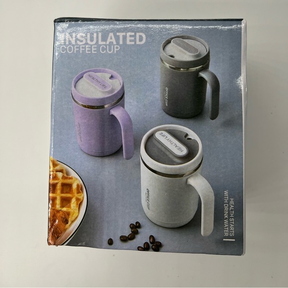 Insulated coffee cup purple. Comes with straw and lid new 450 ml office cup - Picture 2 of 15